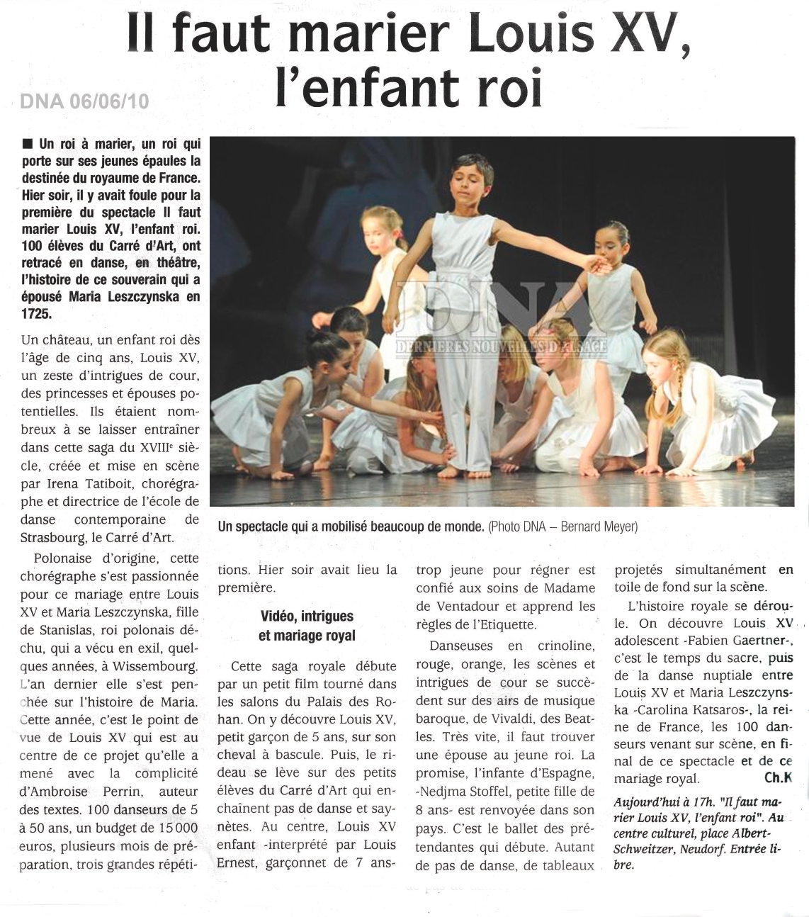 Le Carré d'Art, école de danse à Strasbourg - DNA 6 juin 2010, 