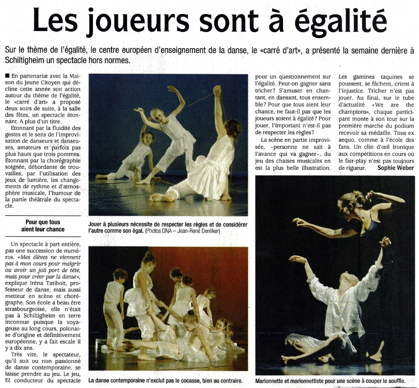 Le Carré d'Art, dance school in Strasbourg - DNA 5 juillet 2006 - Les joueurs sont à égalité, Sophie Weber