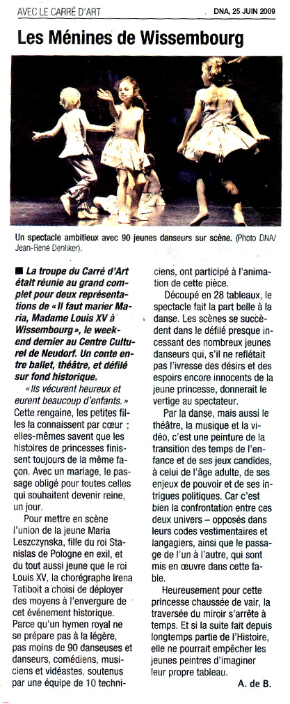 Le Carré d'Art, dance school in Strasbourg - DNA 25 Juin 2009, 