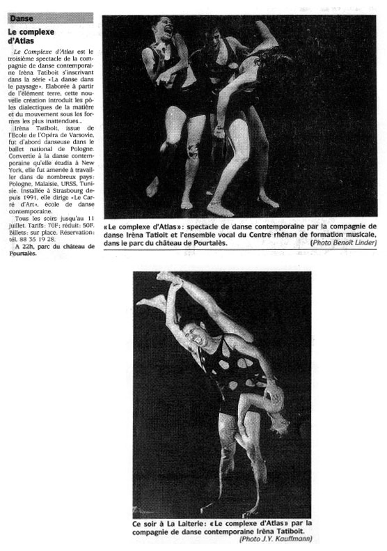 Le Carré d'Art, dance school in Strasbourg - DNA 1er juillet 1995 - Le complexe d'Atlas