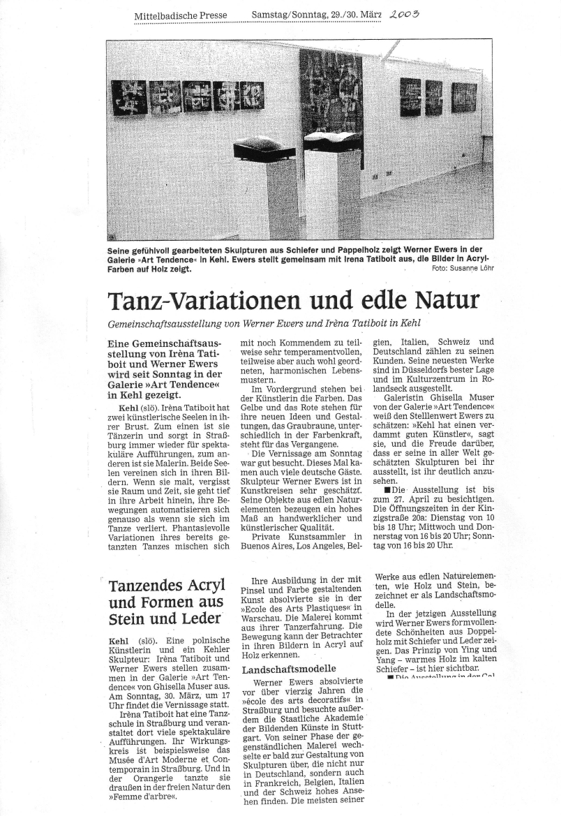 Le Carré d'Art, dance school in Strasbourg - Mittelbadische Presse 2003 "Tanz-Variationen und edle Natur"