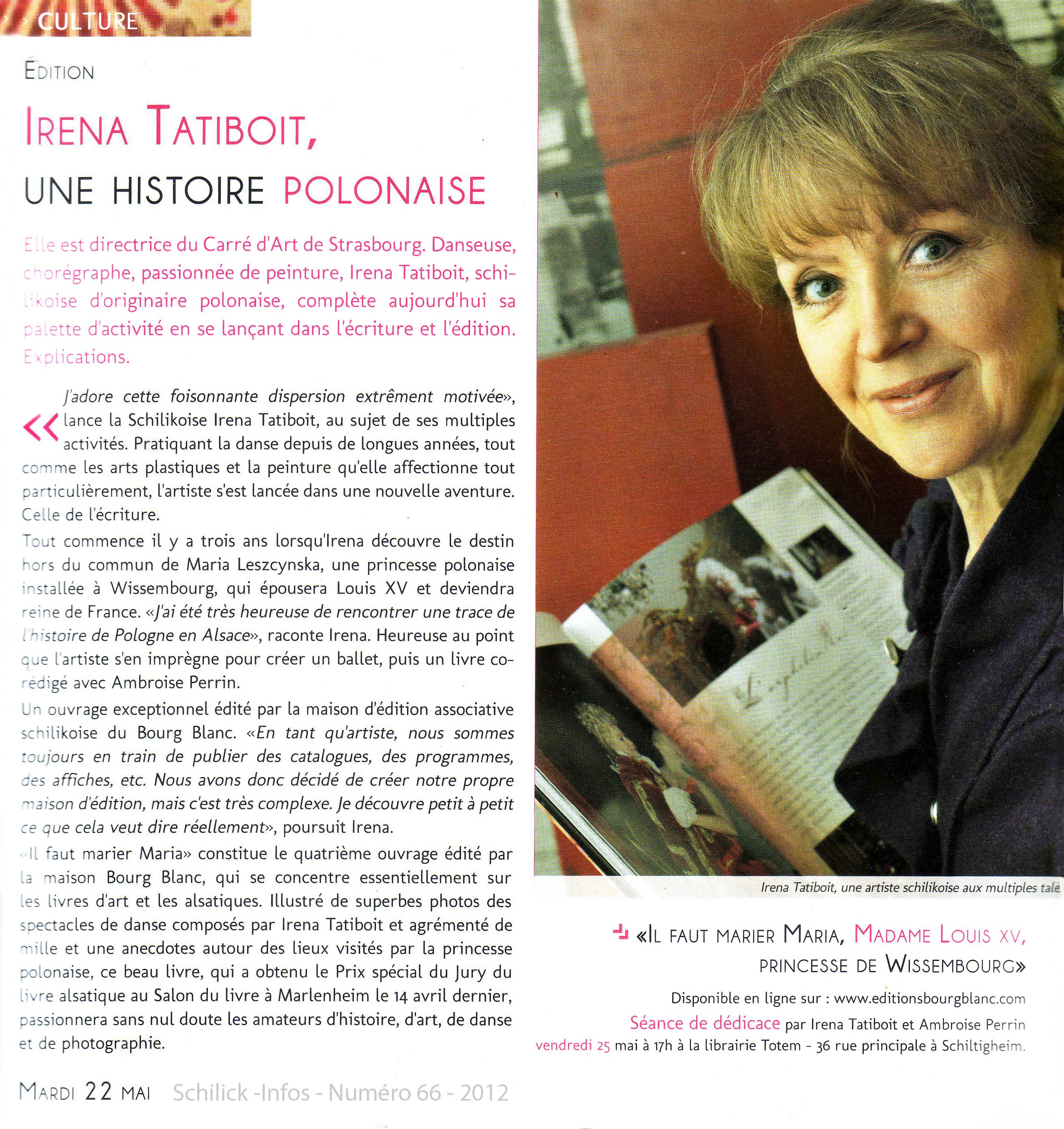 Irena Tatiboit Le Carre d'art chorégraphe - article de presse