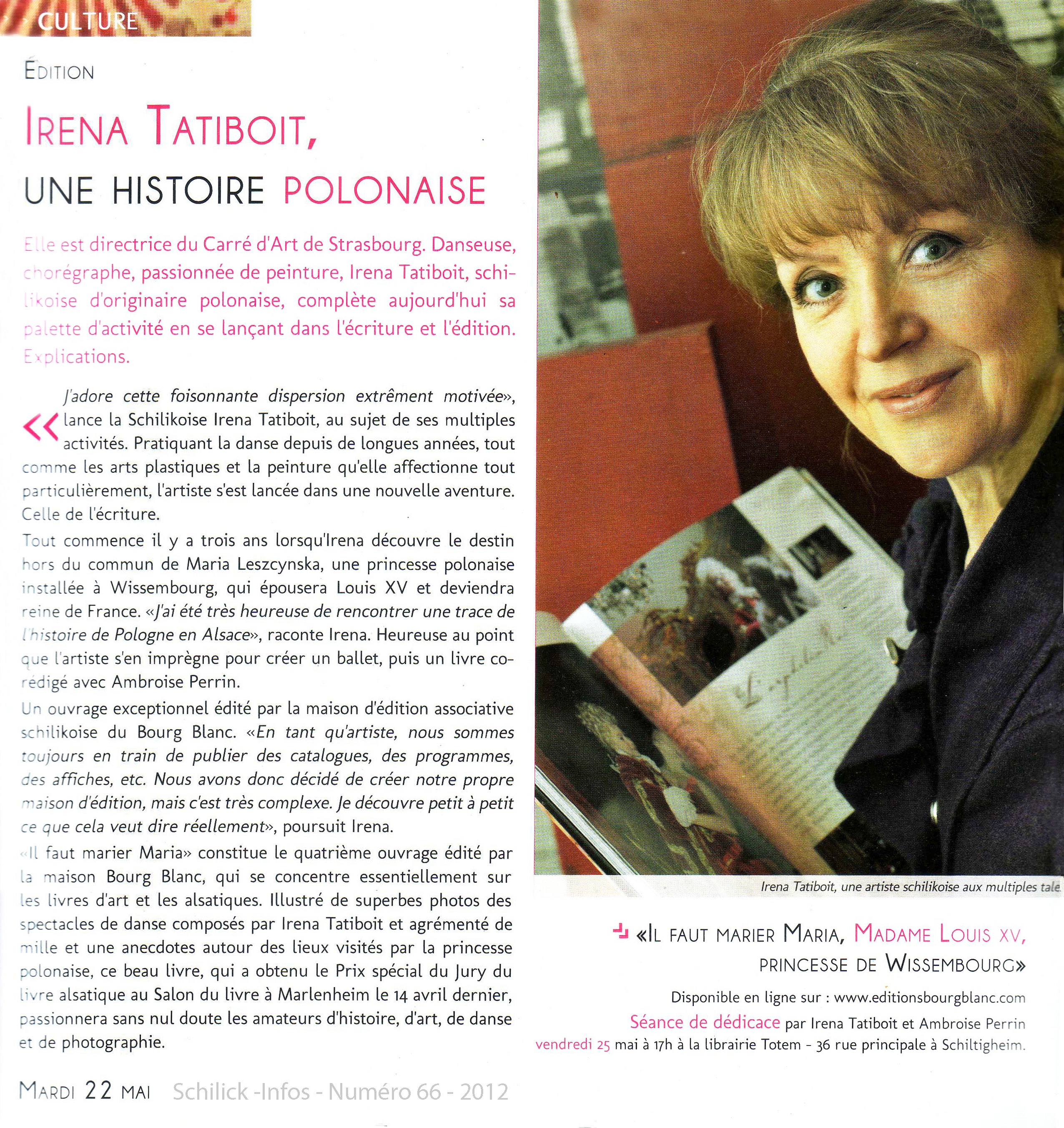 Irena Tatiboit Le Carre d'art chorégraphe - article de presse