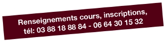 renseignements, cours, inscriptions